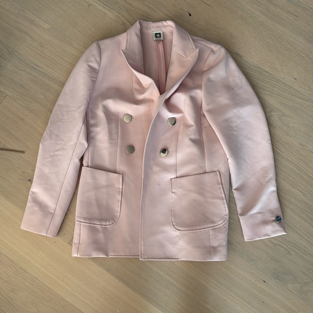 Anne Klein Light Pink Double-Breasted Blazer